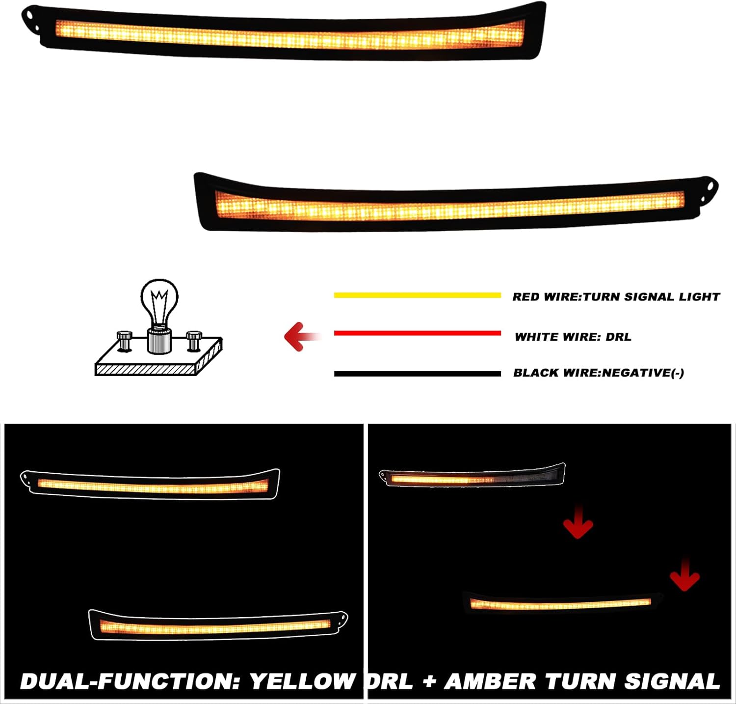 LED DRL Fog Lights with Amber Sequential Turn Signals Compatible with 2003-2005 Toyota 4Runner Front Bumper Light Kit (2PC) - Includes Upper Bracket & Filler Panel Replacement