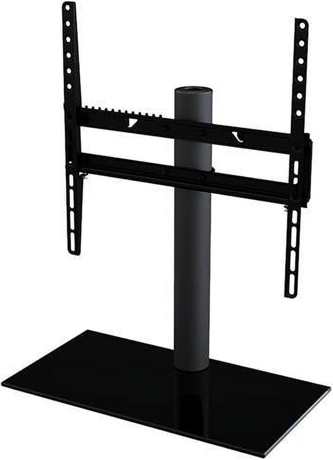 Flat Table Top TV Stand & Base - Black & Black Glass