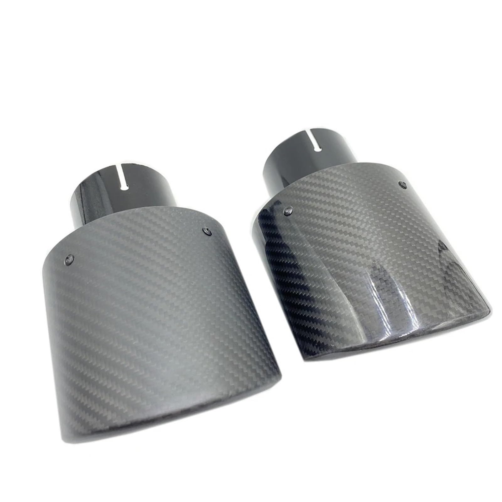 Terminale Tubo Coda 1 pezzo Ovale Inclinato 95 * 115mm Fibra Di Carbonio Auto Scarico Doppi Punte Nero Lucido Acciaio Inossidabile Tubi Marmitta