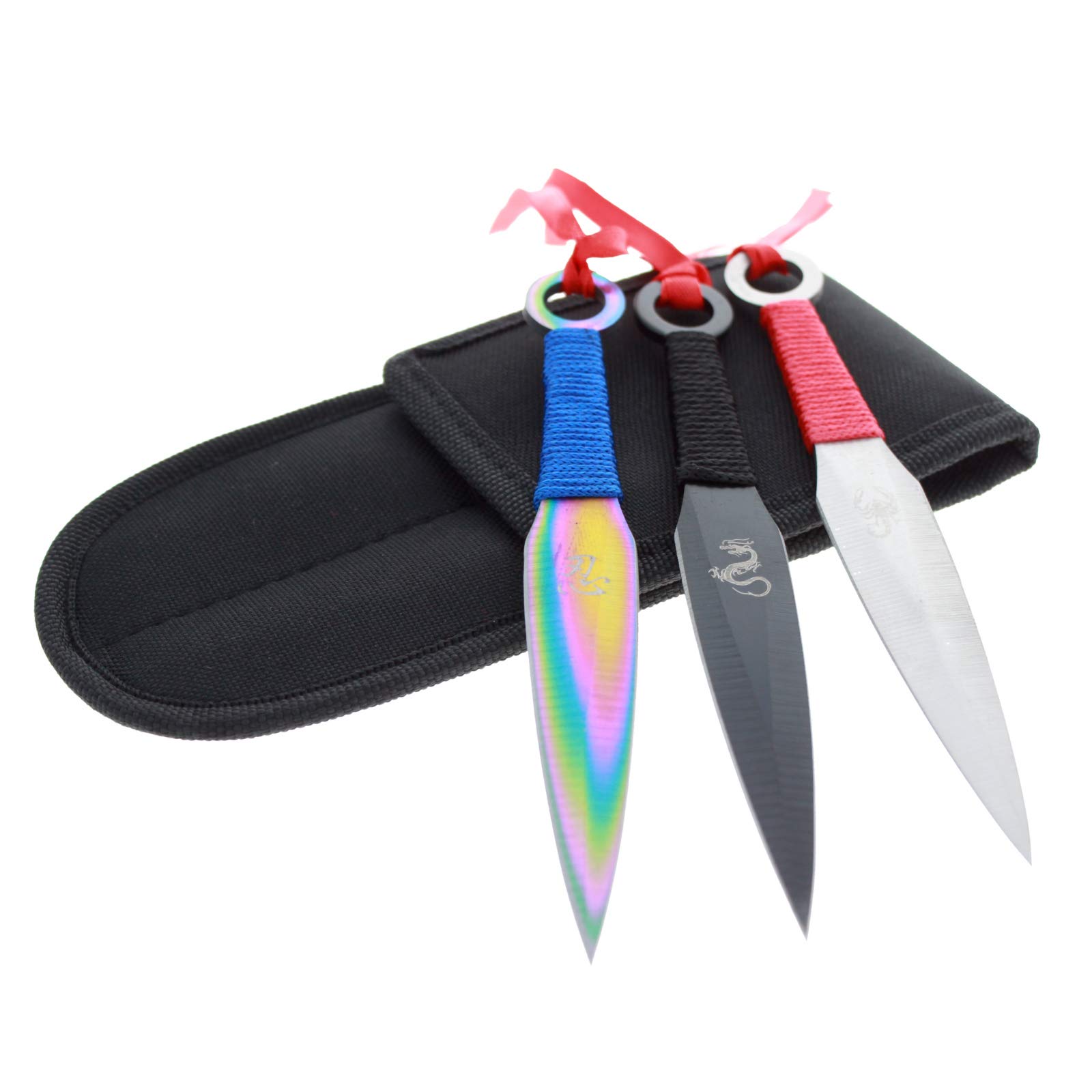 6pc Deluxe Throwing Knives Set Drop Point Blades with Carrying Case