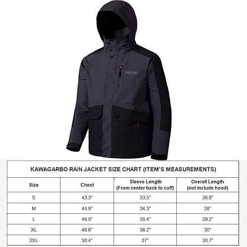 Miniatura 5 de KAWAGARBO Chaqueta impermeable resistente al viento transpirable para hombre, para pesca, senderismo, caza