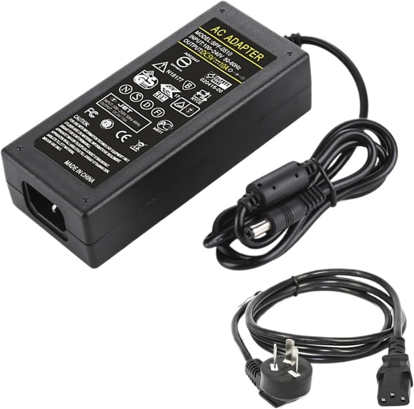 Power Adapter 5V Voltage Current 3A 5A 6A 8A 10A 220V Transformer to DC Monitoring LED Power Cord(5V-8A with Power Cord)