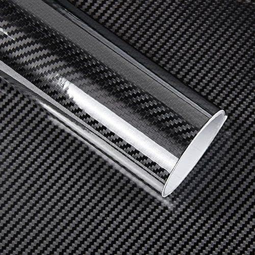 CVANU Self Adhesive Black 5D Carbon Fiber Vinyl Wrap Film Car Wrapping Vinyl Sticker for All Car_12''x100''inch