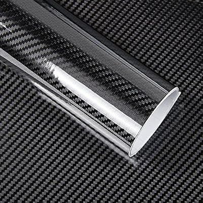 CVANU Self Adhesive Black 5D Carbon Fiber Vinyl Wrap Film Car Wrapping Vinyl Sticker for All Car_ 12''x150''inch