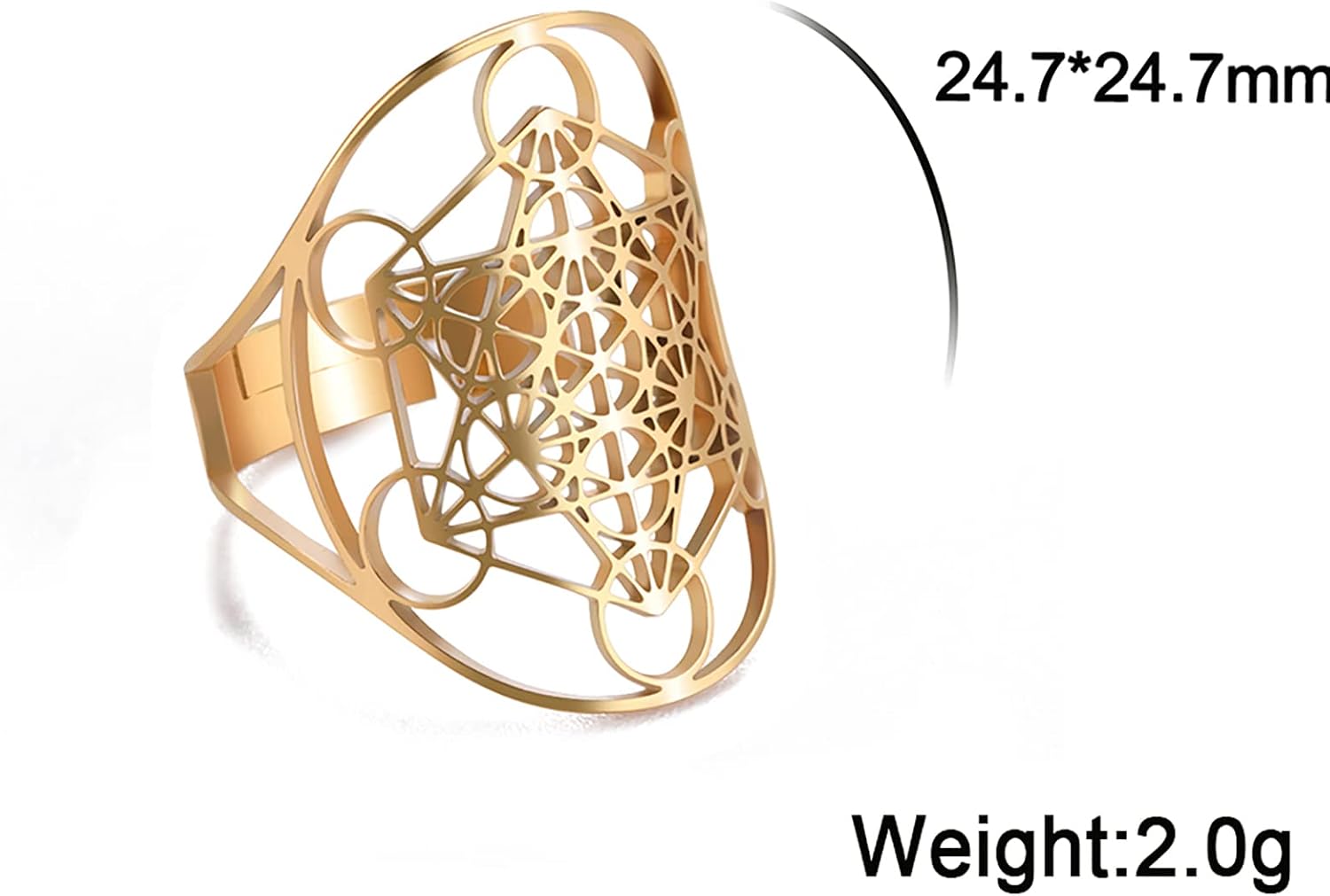 UNIFT Metatron’s Cube Ring for Men Women Stainless Steel Mysterious Sacred Geometry Archangel Magic Hexagram Ring Yoga Spiritual Symbols Talisman Jewelry