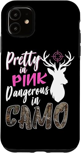 Funda divertida para iPhone 11 de camuflaje rosa para mujer, diseño de cazadores de ciervos
