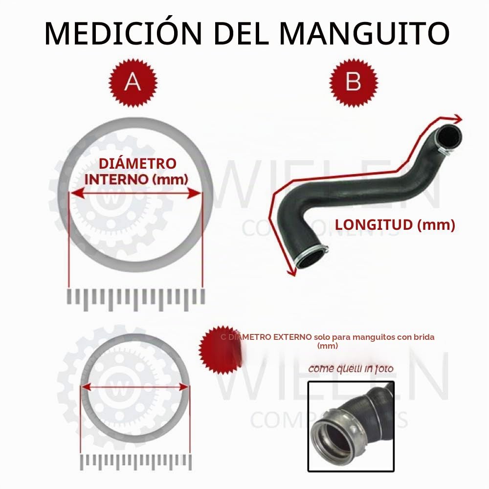 Wieln compatible con mango de intercolio de tubo turbo para Ford Galaxy Mondeo S-Max 1.8 TDCi 1521483