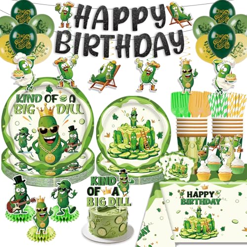 NeoRov 220 Pcs Pickle Birthday Party Decorations Tableware Set