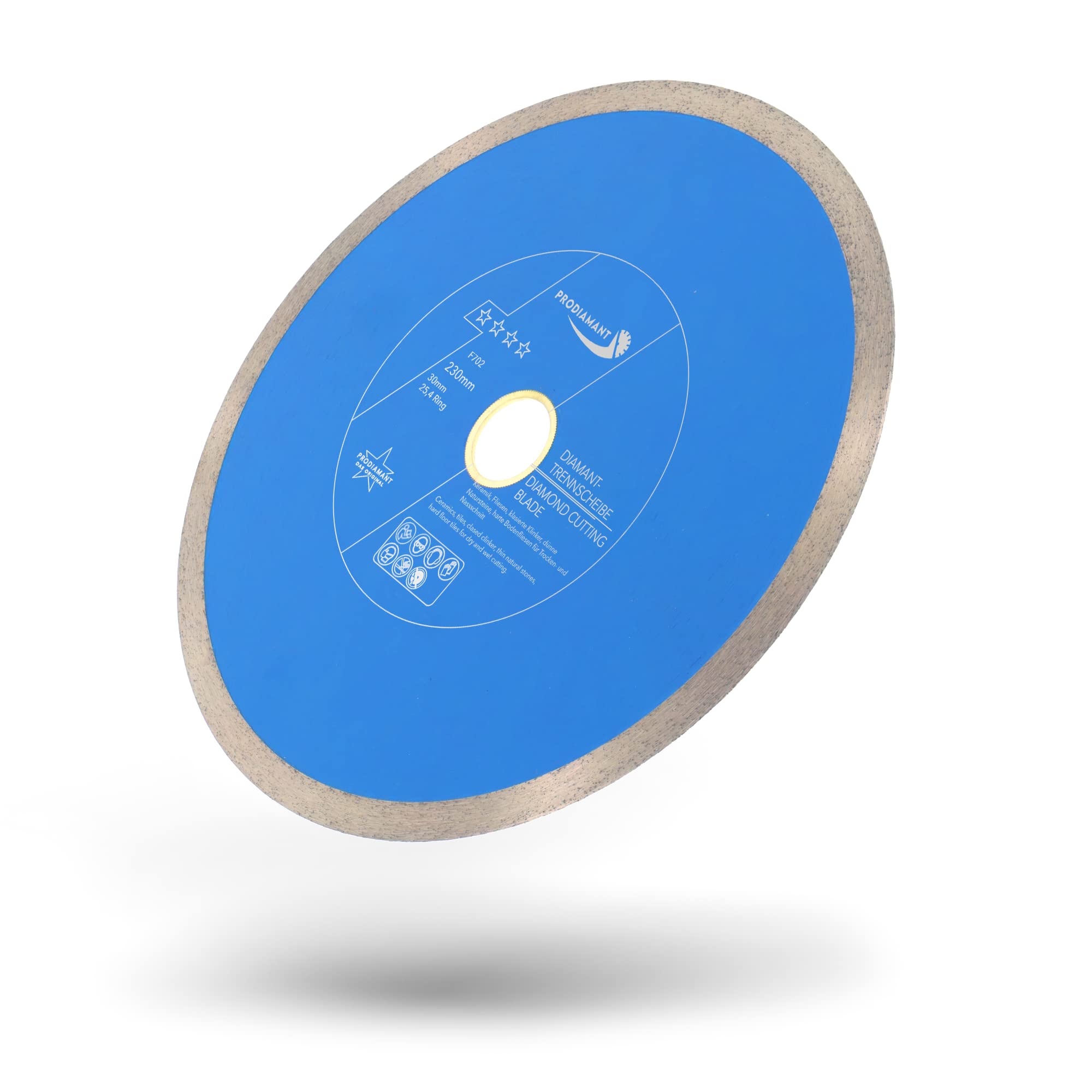 PRODIAMANT Disque à tronçonner diamanté Carrelage professionnel 230 mm x 30/25,4 mm F702 ProRim pas d'éclats pour les carreaux émaillés Grès cérame et pierre naturelle