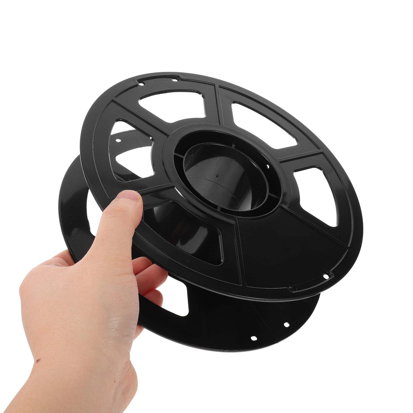 Porte-bobines pour filament 3D en ABS, lot de 6 unités noires, forme trapézoïdale creuse, compatible avec filaments PLA, rangement pratique pour imprimante 3D, usage design