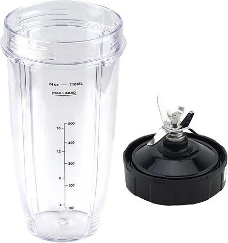 Piezas de repuesto para licuadora, compatible con Ninja, cuchilla extractora de 7 aletas de copa de 24 onzas, compatible con Nutri, compatible con