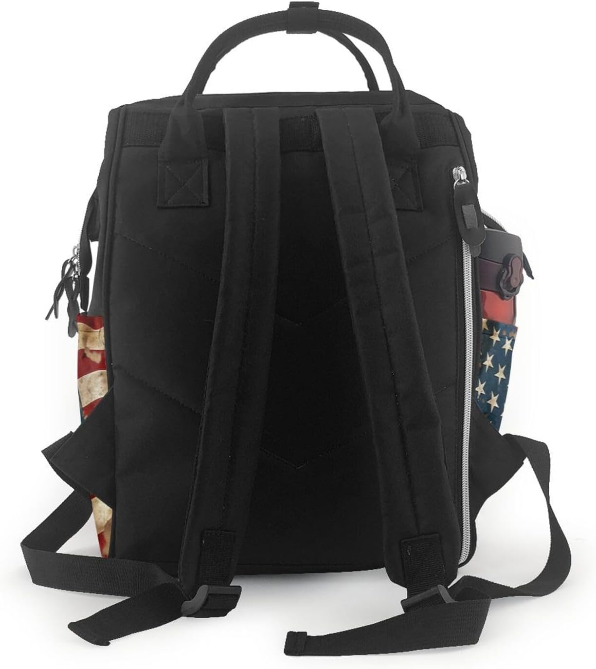 Vintage American Flag Diaper Bag with Changing Pad, Pacifier Holder - Multifunction Travel Nappy Bags Large Capacity Laptop Backpack Waterproof Mommy Bag Casual Daypack for Mom image 3