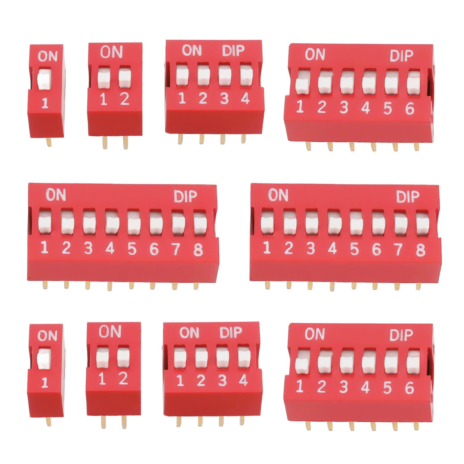 50Pcs 2.54mm Double Row DIP Switch Direct Plug Slide Toggle Switch for Cars Drones Robots Solar Lights(1 2 4 6 8 Position)