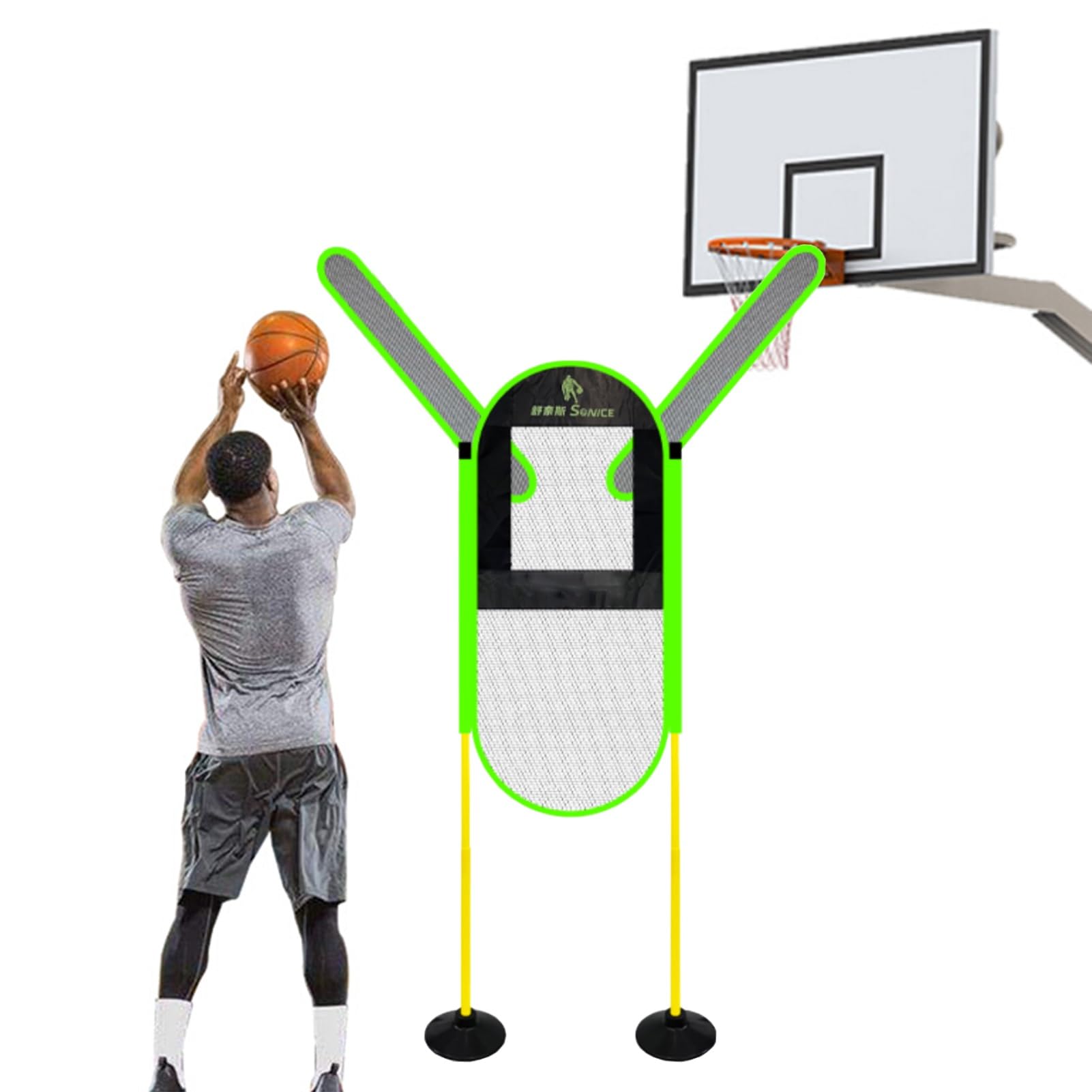 Difensore manichino da Basket con Braccio Mobile a 180°, manichino da Allenamento Portatile per Dribbling, Allenatore di tiro Regolabile in Altezza