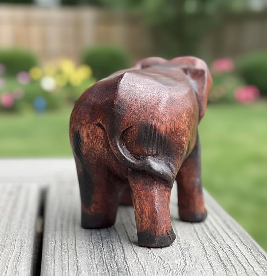 ヴィンテージ　タイ製 手彫り 木製 母子象 Amazon.co.jp: Land of Simple Treasures 手彫り木製象像 タイ産