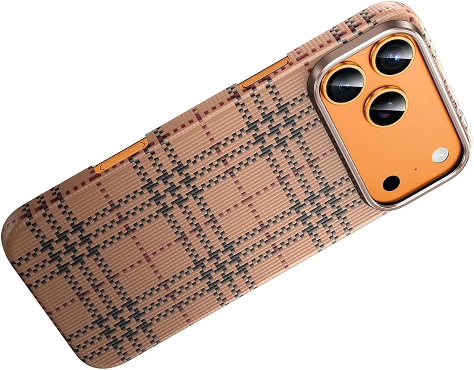 CONSTRAIN - iPhone 17 Pro Max ile uyumlu Kılıf Ultra Slim Kumaş Desenli Karbon Scots Kevlar Magsafe ile uyumlu Kapak