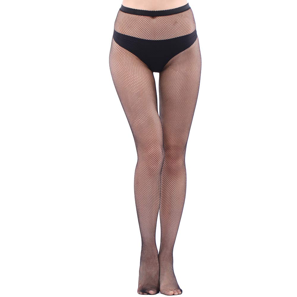 EVERSWE High Waist Fishnet Tights Thigh High Stockings Suspender Pantyhose (Min1P, L-XL)