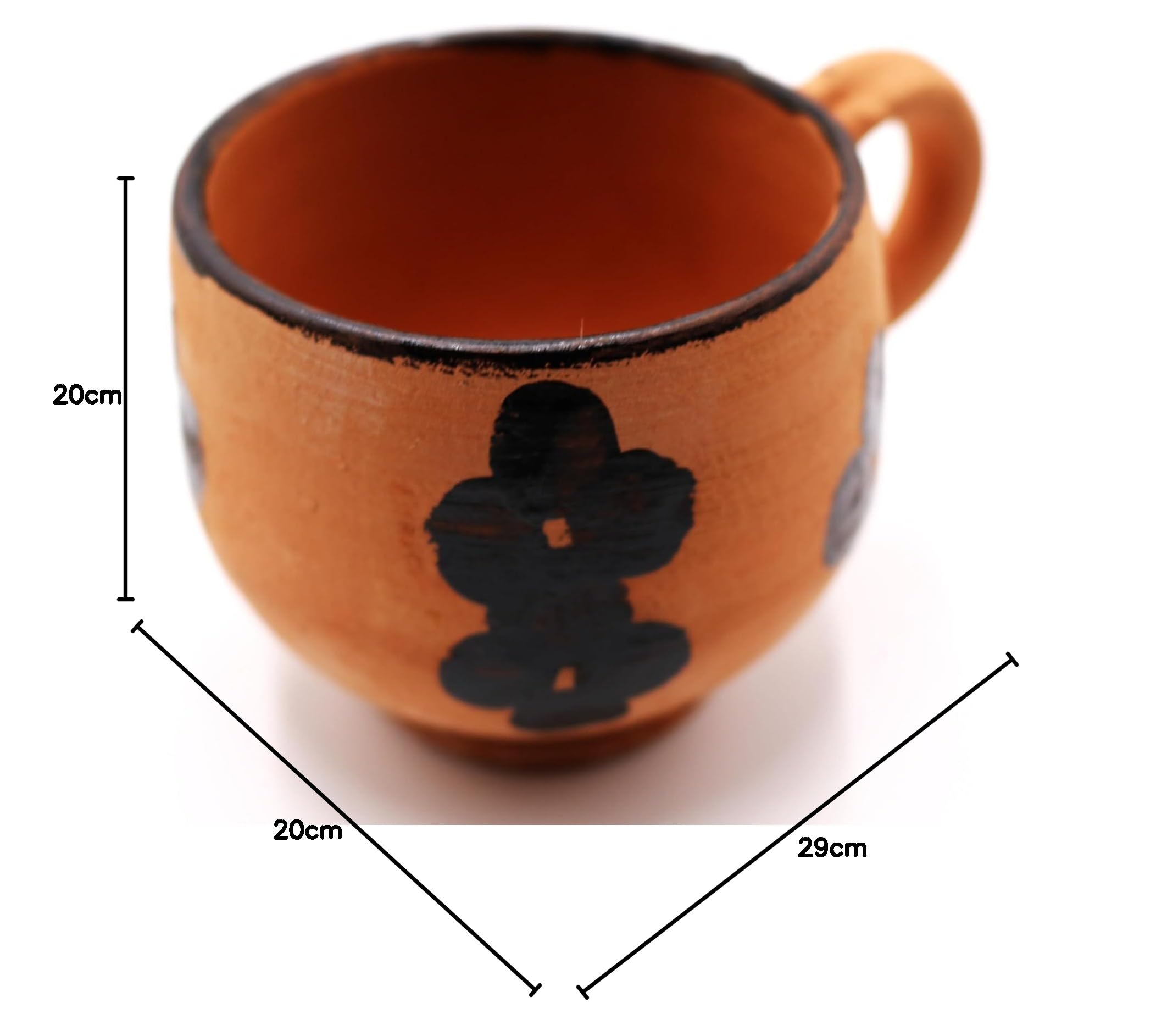 Jarre en Terre Cuite, pour Purifier Son Eau Naturellement - avec Deux Tasse et Un Plateau en bois, contenance 2l, 30cm +ou-