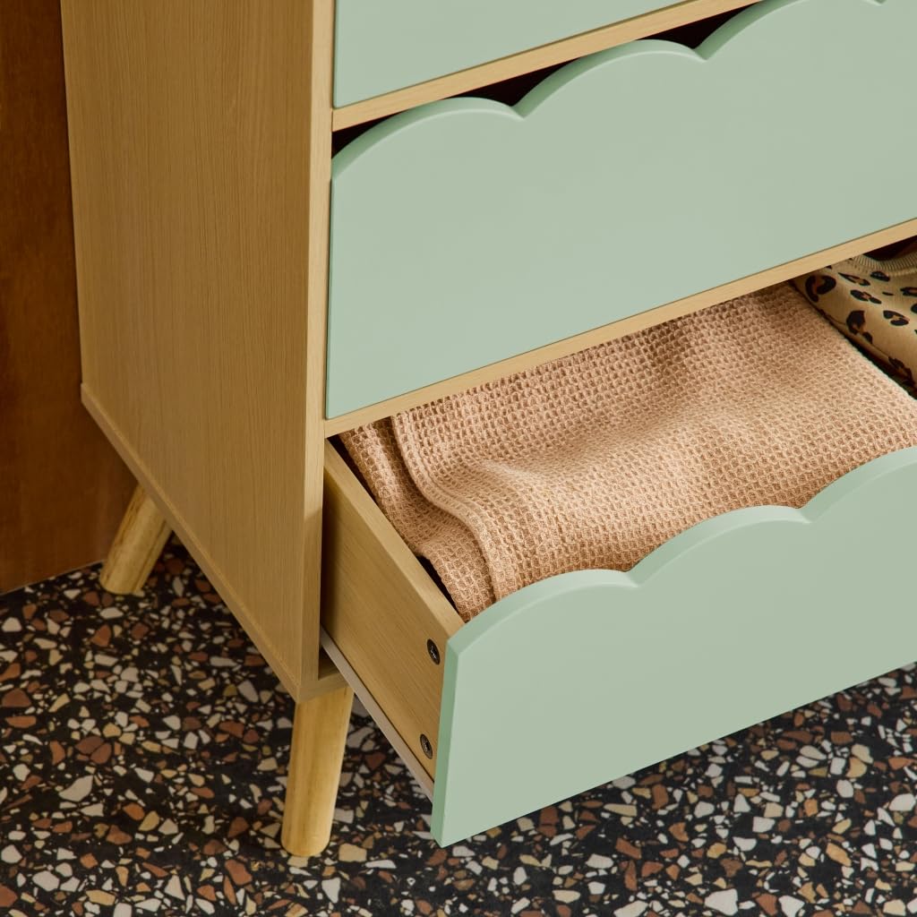 Cassettiera per bambini effetto legno 3 cassetti Verde - 80x30x79 cm