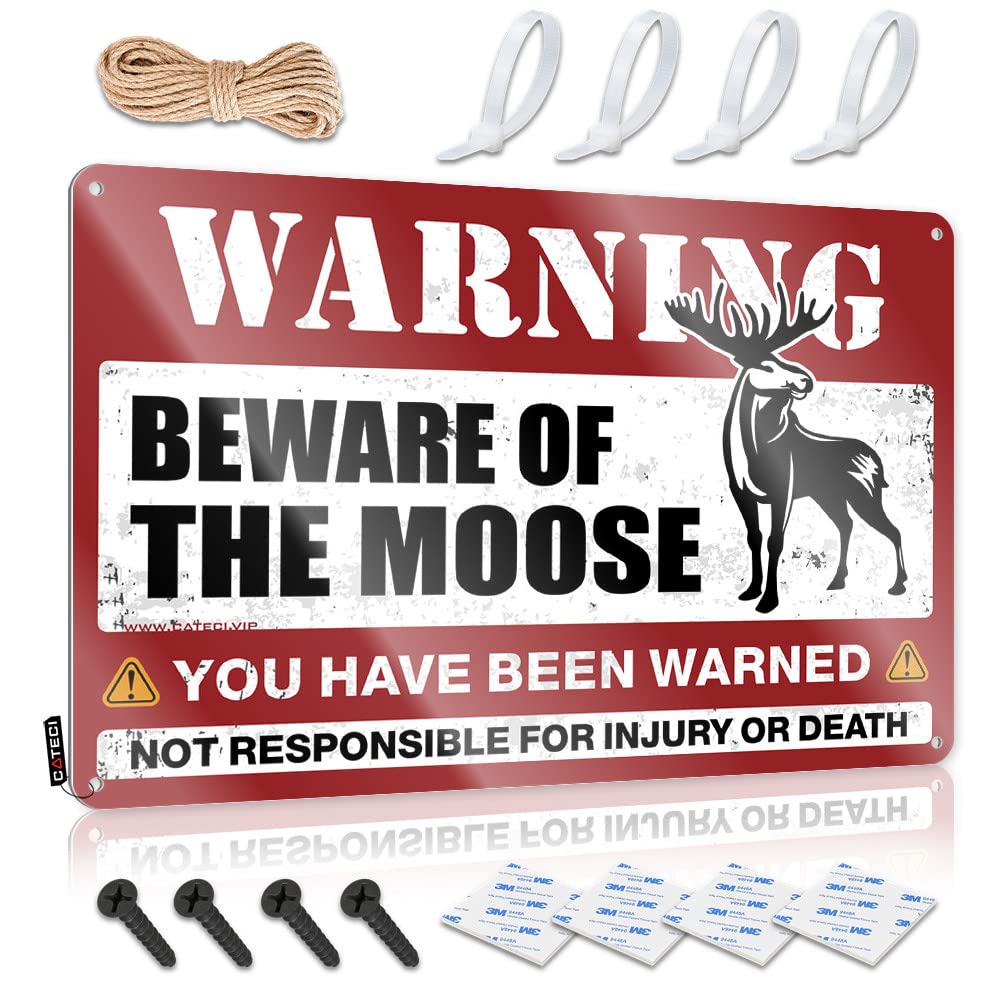 Faded Cool Wall Decor, Funny Home Decor Waterproof Beware Of Moose | Farmhouse Gate Decor(30X40CM)
