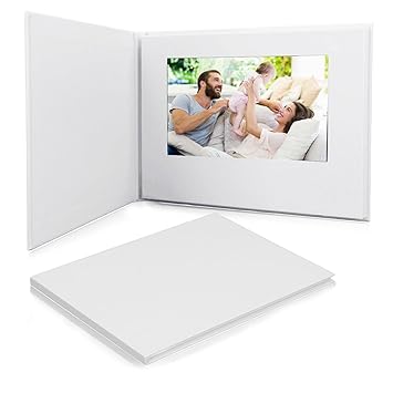 Video Brochure Card, 7 Inch Touchscreen IPS HD Video Memory Book, 4GB Video Greeting Card Digital Photo Video Frame Brochure for Mother's Day Anniversary Christmas Wedding Gift