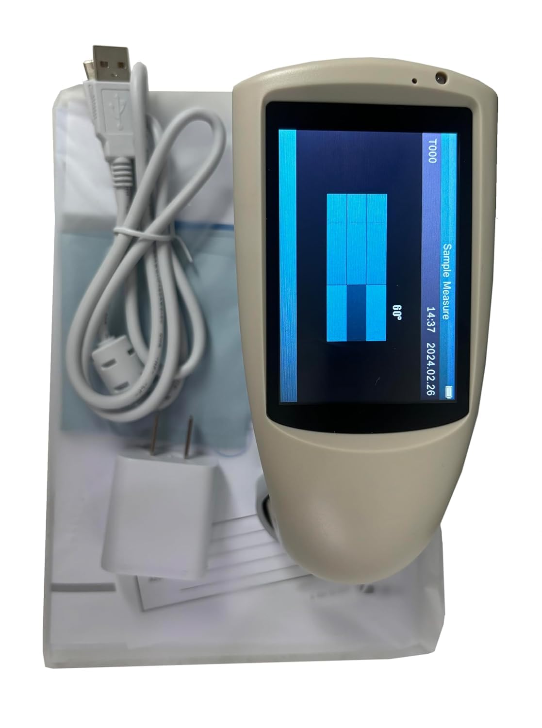 Three Angles Gloss Meter Tri-Angle Gloss Meter with Accuracy 0.1GU Large Touch Screen Operation Measuring Angle 20°/60°/85° Display 5 Sets Measurement CIE 1931 Standards