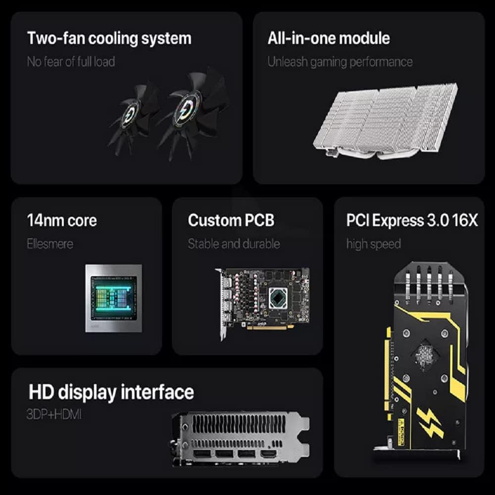 PELADN AMD Radeon RX 580 8 GB, Scheda grafica gaming per giochi e mining di criptovaluta, 30 mh/s, 3 porte DP, 1 porta HDMI, GDDR5, Bus 256 bit, GPU Ellesmere, basso consumo 130 W (Gaming) PELADN AMD Radeon RX 580 8 GB, Scheda grafica gaming per giochi e mining di criptovaluta, 30 mh/s, 3 porte DP, 1 porta HDMI, GDDR5, Bus 256 bit, GPU Ellesmere, basso consumo 130 W (Gaming)