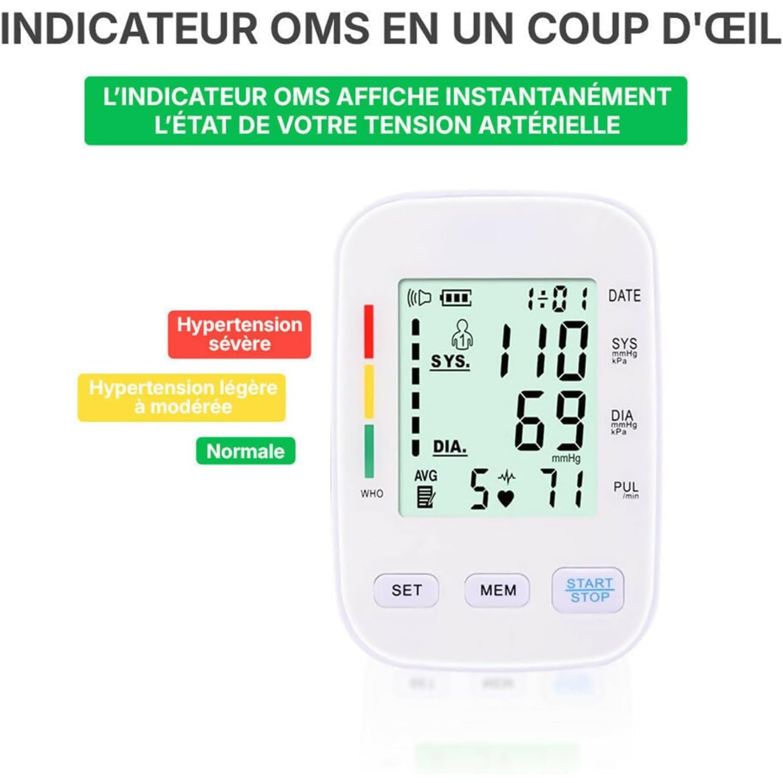 Tensiomètre V1 Pro clinique et confort optimal pour un suivi fiable à domicileTensiomètre à Brassard Ergonomique Numérique, Résultats Précis, Compact et Portable pour Adultes Âgées et Familles