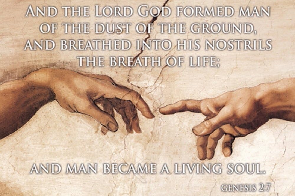 EuroGraphics The Creation of Adam - Living Soul - Biblical Scripture Quote Genesis 2:7 Art Print Poster 24x36
