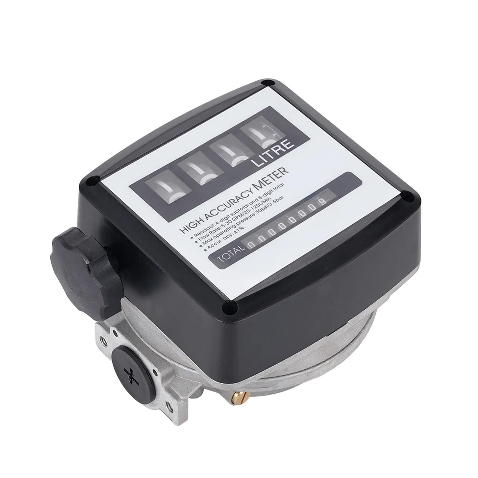 FM-120 4 Medidor de Flujo de Combustible Digital Contador 20-120L/Min Contador de Sensor de Flujo de Aceite de Gasolina Diesel Pantalla de Alta precisión