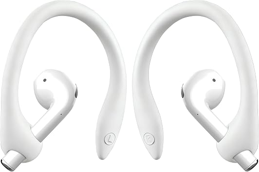 Ear Hooks for Apple AirPods 4, 3, 2, 1, Pro and Pro 2 - for Airpod Holder, Anti-Slip Comfortable Fit, Ergonomic Design, Sports 2 Pairs White