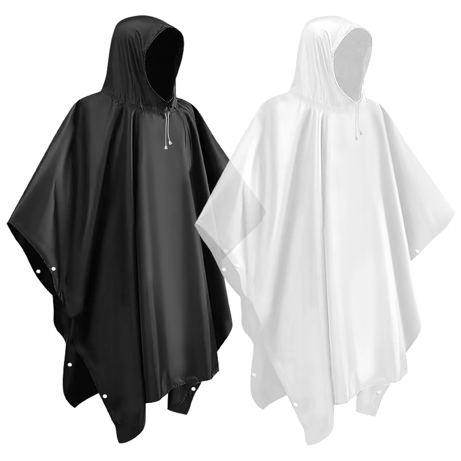 lohey 2 Stück EVA Regenponcho, Wasserdicht Regenmantel für Damen und Herren, Wiederverwendbar Regencape mit Kapuze für Camping, Angeln, Freizeitparks, Festivals