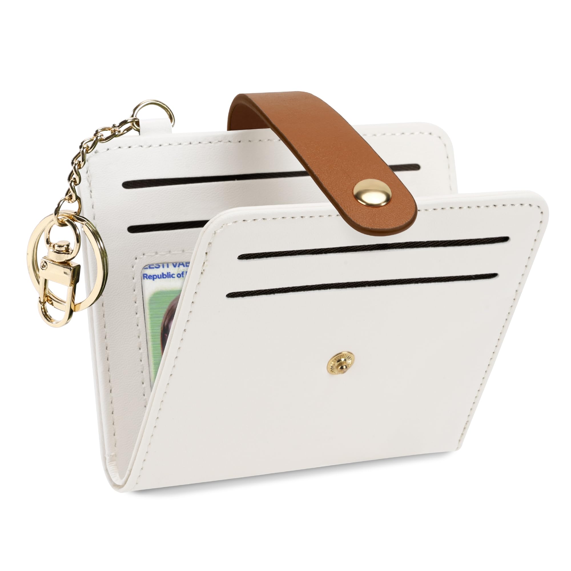 Airkit Small Wallets Woman RFID Blocking Leather Credit Card Holder - with ID Window - Card Wallets for Women - with Zipper Coin Purse - Keychain