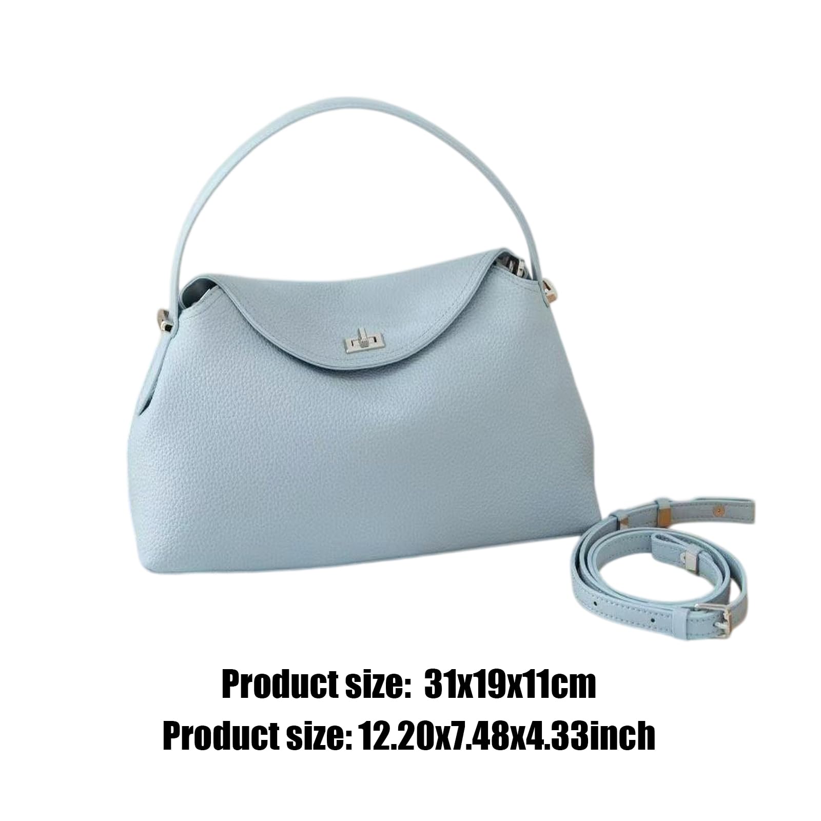 Borsa a mano da donna in pelle di vacchetta | Borsa sottobraccio di grande capacità con manico superiore e chiusura in metallo per viaggi, shopping, lavoro, appuntamenti