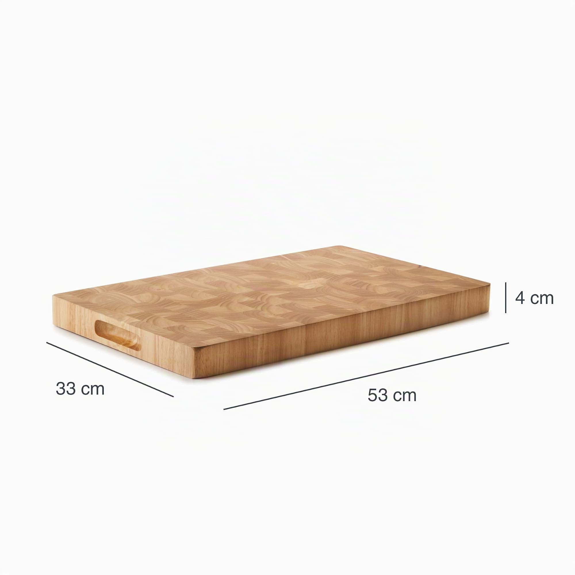 Lacor 60485 - Tabla de Corte de Madera de Caucho 53x3, 5x4 cm, Doble Cara | En madera natural, superficie de corte higiénica y estable; ideal para cocina profesional y uso diario en casa