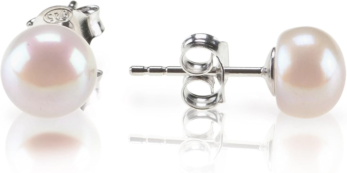 PAVOI Pendientes de perlas cultivadas de agua dulce chapados en oro de 14 quilates para mujer | Pendientes hipoalergénicos de plata de ley 925, elegantes pendientes de perlas para novias y damas de honor