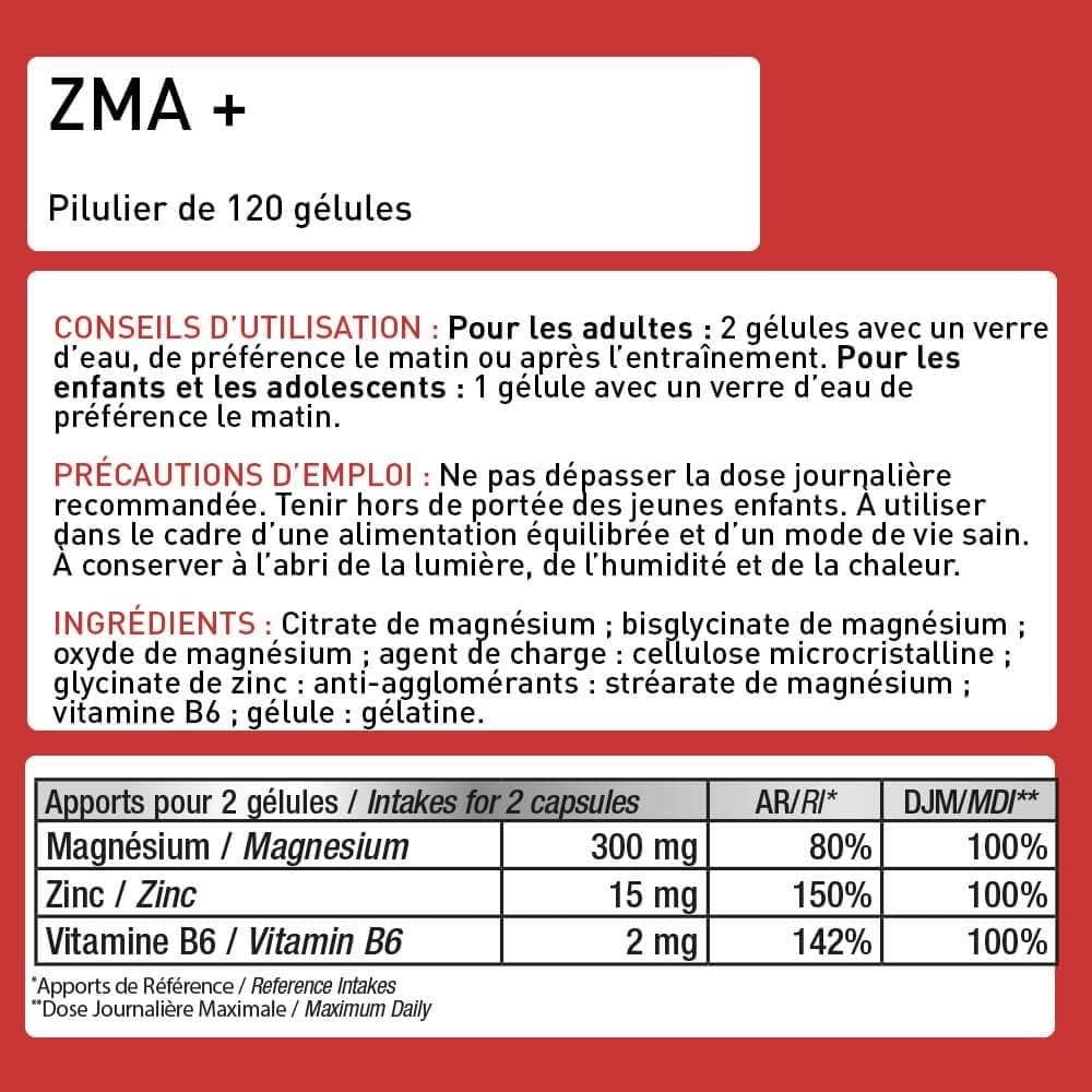 ZMA+ - Complément Hautement Dosé en Zinc Magnésium et Vitamine B6 - Métabolisme Energétique, Synthèse Protéique, Taux de Testostérone - Programme 60J - Eric Favre