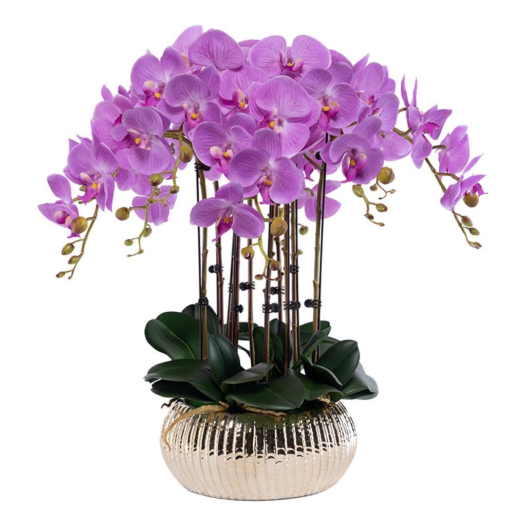 Zestaw sztucznych kwiatów, sztuczne kwiaty Phalaenopsis z doniczką, duża sztuczna orchidea w wazonie, sztuczny kwiat do dekoracji salonu, piękne sztuczne kwiaty i wazony