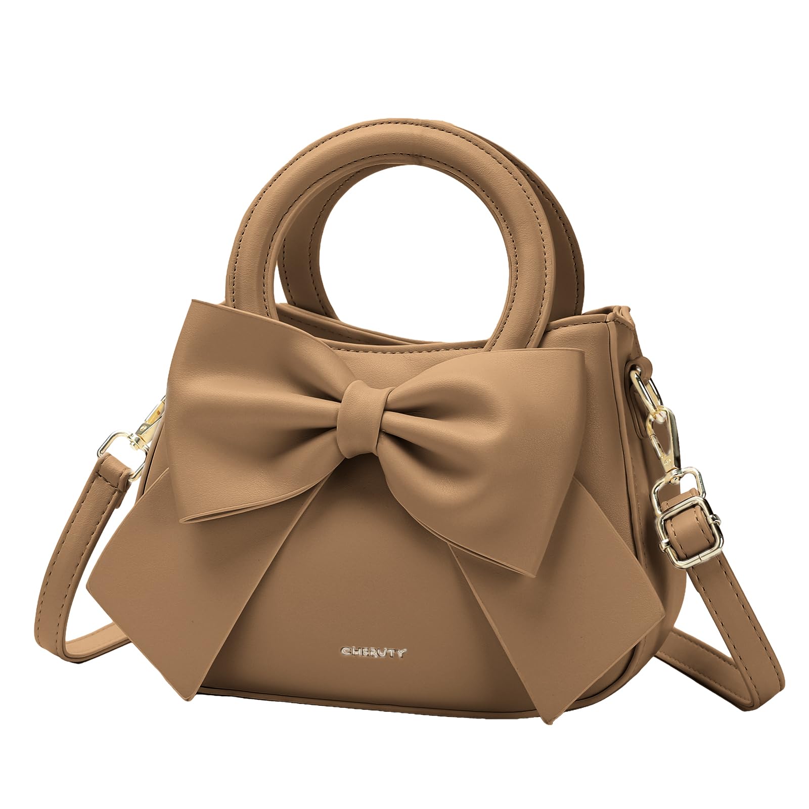 Small Purses for Women Crossbody Bag, Vegan Leather Crossbody Purses and Handbags with Top Carry Handle and Cute Bow Knot