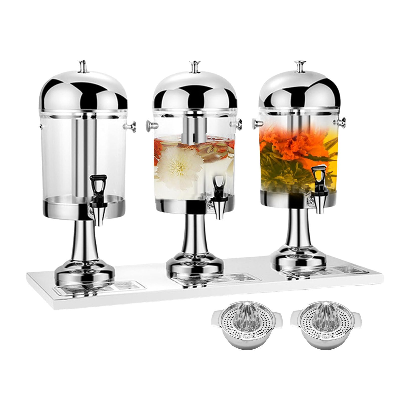 Distributeur De Boissons Professionnel + 2 Mini Centrifugeuses À Jus, Machine À Boissons Froides 24 L Avec Fontaines À Eau Et Distributeurs De Thé Au Lait De Soja, En Acier Inoxydable Facile À Nettoy