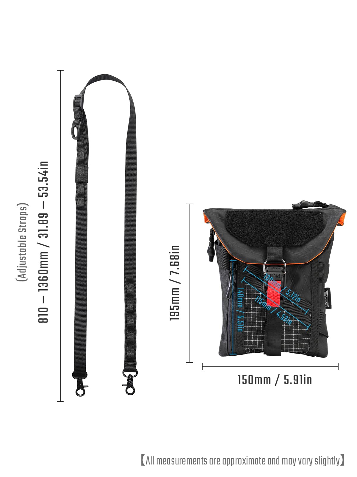 TACTICAL_GEEK EXT14 EDC wielofunkcyjna torba, organizer z kieszenią na karty RFID, lekka torba biodrowa/crossbody z regulowanym paskiem, przenośna organizacja na co dzień