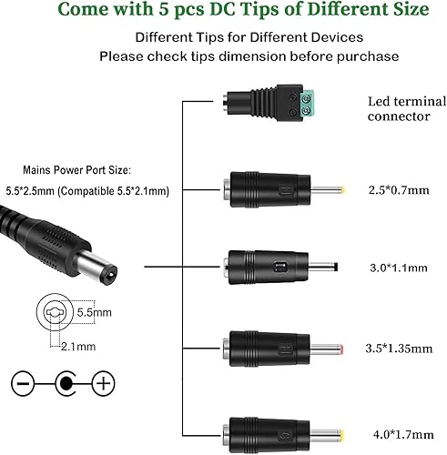 Miniatura 3 de Gonine Cable de alimentación de 24 V 1.5 A CC 100 V-240 V CA a CC 24 voltios 1.5A 1A 0.5 A adaptador de corriente certificado UL, compatible con