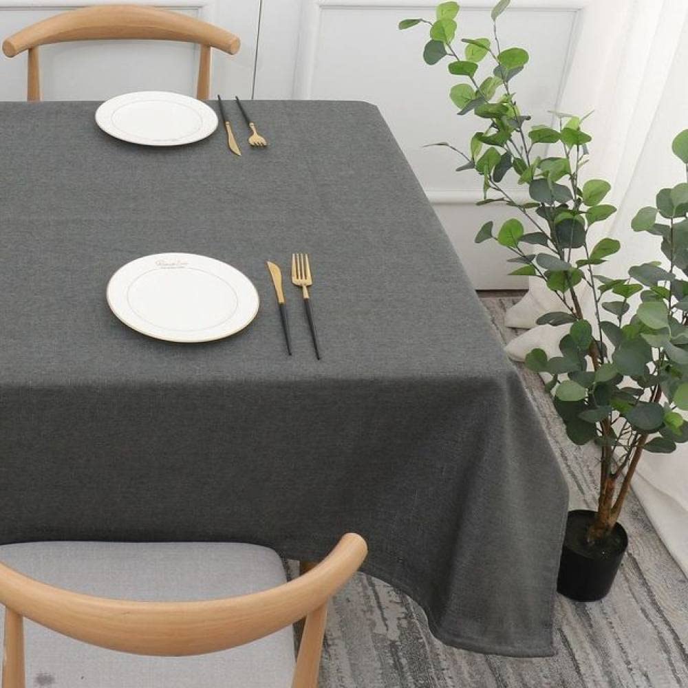 Nappe en coton et lin de couleur unie gris foncé rideau de table rectangulaire premium