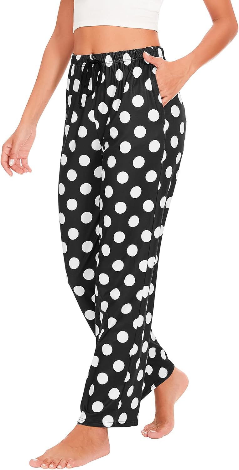 Knuffnee Women Lounge Pajama Pants Comfy Plaid Pants Wide Leg lounge Pajama with Pocket - Image 3