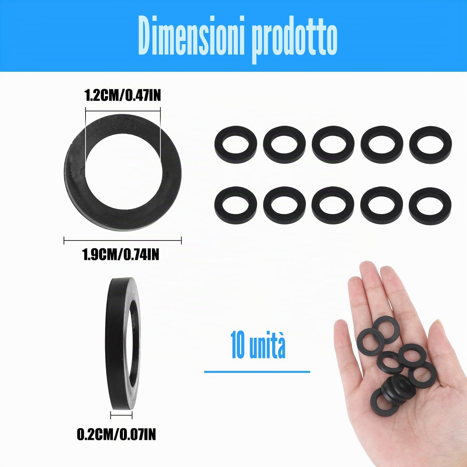 Set di Guarnizioni per Doccetta, Conforme a KTW, Compatibili con Connettore Doccia, Guarnizioni di Ricambio per Una Tenuta Affidabile, Guarnizione Doccia, Tubo Gas Cucina