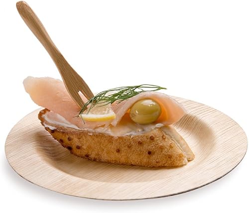 Miniatura 1 de Restaurantware Vajilla desechable de bambú de 6 pulgadas, 100 platos redondos de bambú, platos de bambú natural de primera calidad, medianos para