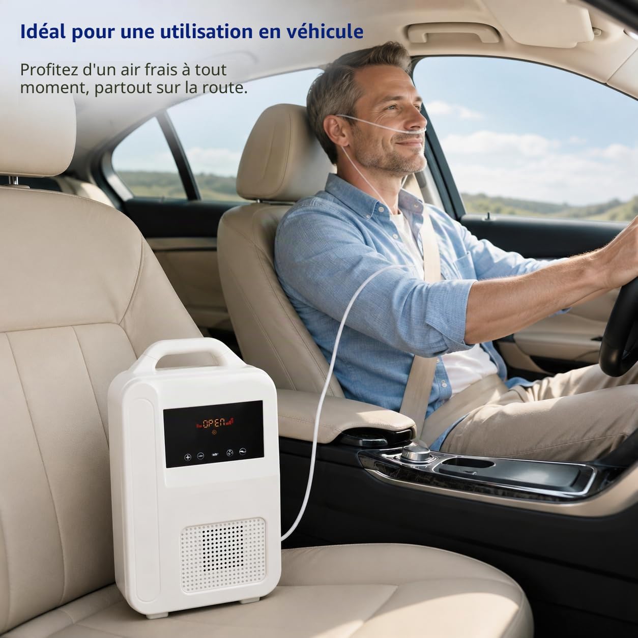 Booster d'oxygène électrique portable avec 30 millions d'ions négatifs — Machine à oxygène compacte avec canule nasale et étui de transport pour la maison, le voyage, la voiture et l'utilisation en