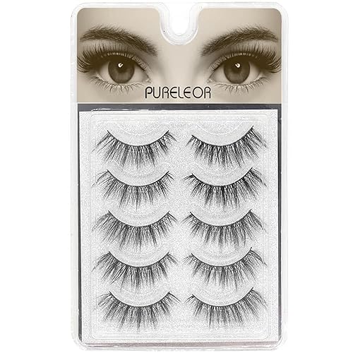 Pestañas de aspecto natural 3D de visón ojo de gato Wispies de 0.59 pulgadas de manga, 5 pares de pestañas postizas suaves y reutilizables, ligeras,