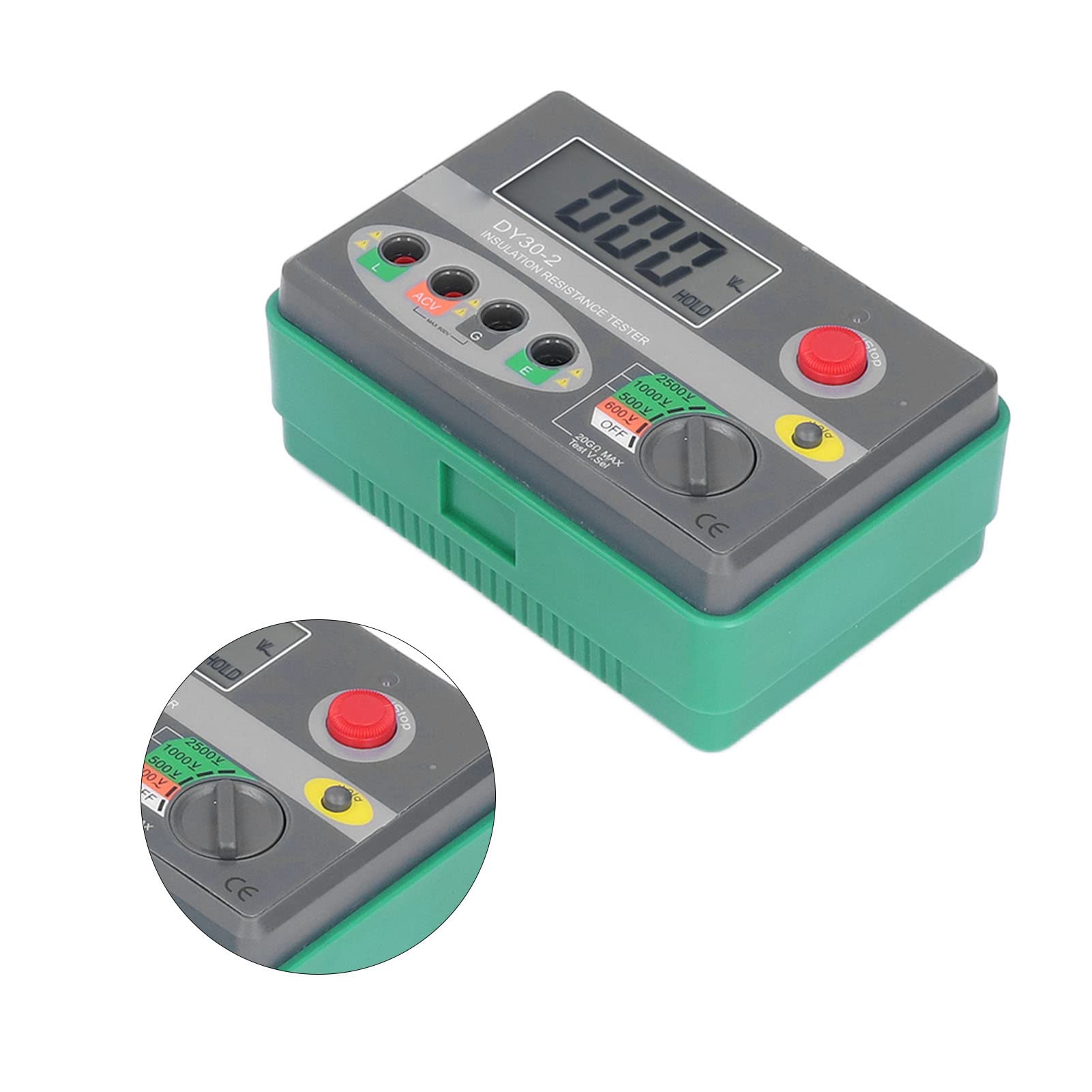 Dioche Megóhmetro Probador de Resistencia de Aislamiento Eléctrico 500V 1000V 2500V Megóhmetro Digital para Aparatos Eléctricos, Pantalla LCD de 20G Ohm, Automático, Herramienta de Prueba