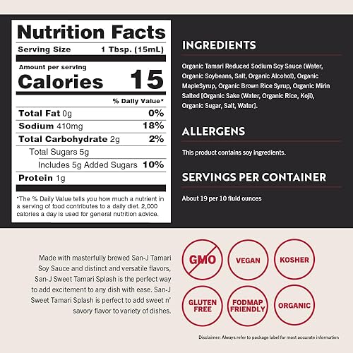 Miniatura 8 de San-J - Salpicadura de tamari Umami orgánica con sabor rico - Especialmente elaborado - Botellas de 10 onzas - Paquete de 2